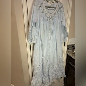 Vintage light Blue Button-Down sleep Dress gown